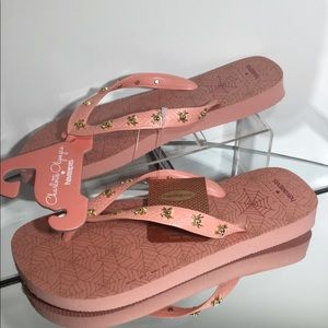 NEW CHARLOTTE OLYMPIA For HAVAIANAS Web Light Rose Flip Flops (Size 7/8)